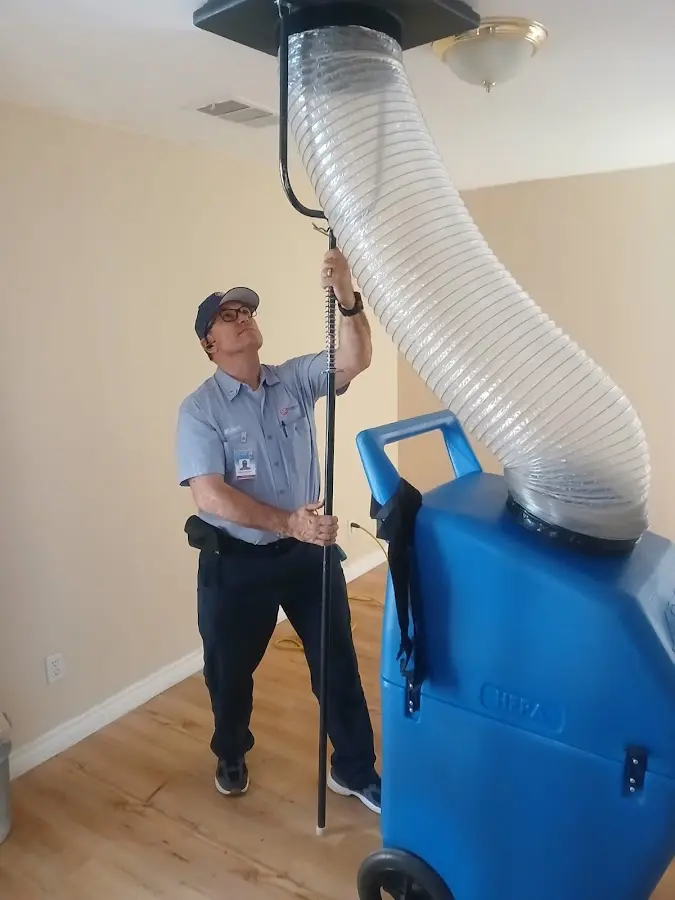 Mini Split Installation technician using HEPA equipment in Merrillville
